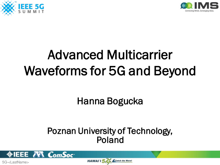 advanced mul ulticarrier waveforms ms for 5g and beyond nd