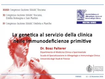 La genetj  tjca al servizio della clinica  nelle immunodefj  fjcienze primitj  tjve  Dr. Boaz