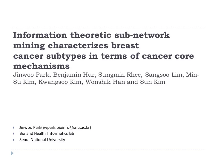 information theoretic sub network mining characterizes