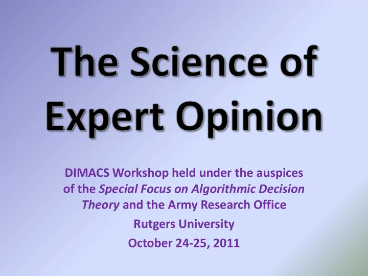 dimacs workshop held under the auspices