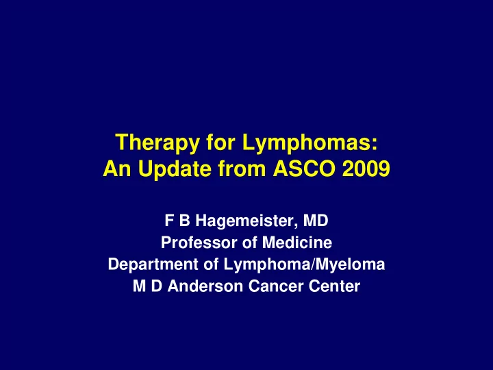 an update from asco 2009
