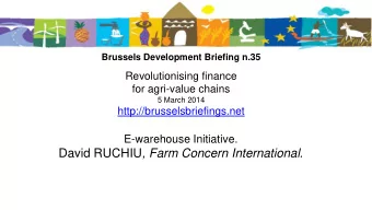 David RUCHIU , Farm Concern International.  E-warehouse Initiative  Farm Concern International