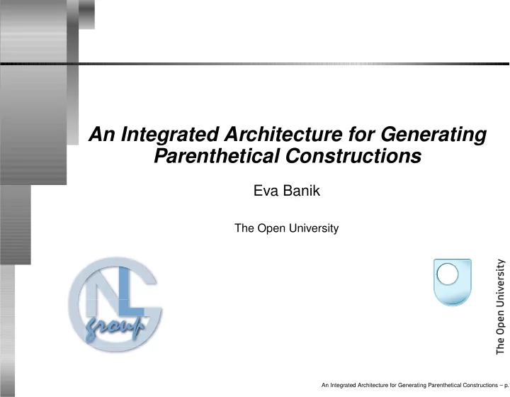 an integrated architecture for generating parenthetical