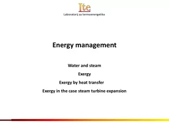 Energy management  Water and steam  Exergy  Exergy by heat transfer  Exergy in the case steam