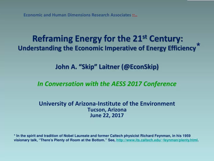 understanding the economic imperative of energy efficiency