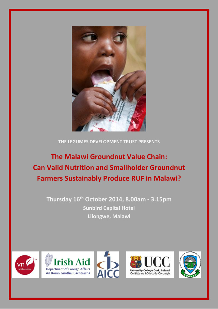 the malawi groundnut value chain can valid nutrition and