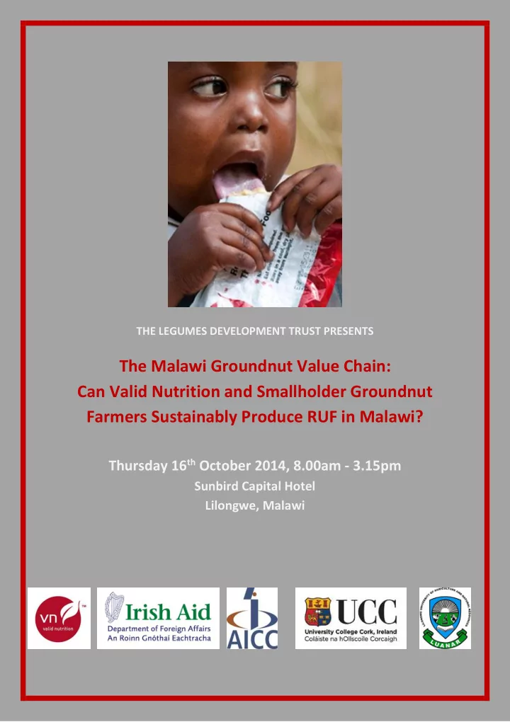 the malawi groundnut value chain can valid nutrition and
