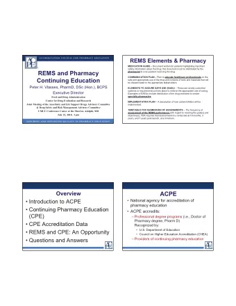 REMS and Pharmacy pharmacist to every patient receiving the drug.  pharmacist COMMUNICATION PLAN
