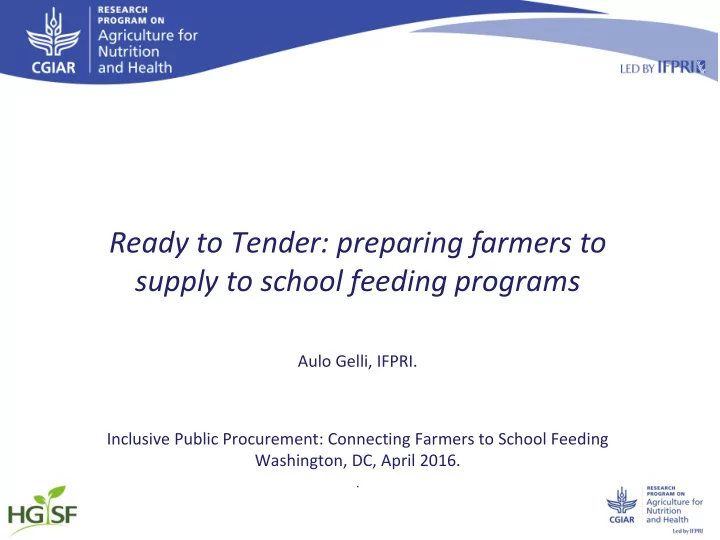 ready to tender preparing farmers to
