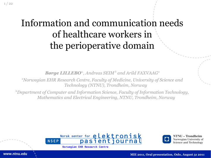information and communication needs of healthcare workers