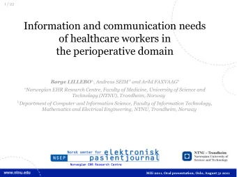 Information and communication needs  of healthcare workers in  the perioperative domain Brge