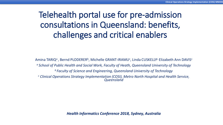 consultations in in queensland benefits