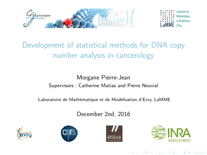 development of statistical methods for dna copy number