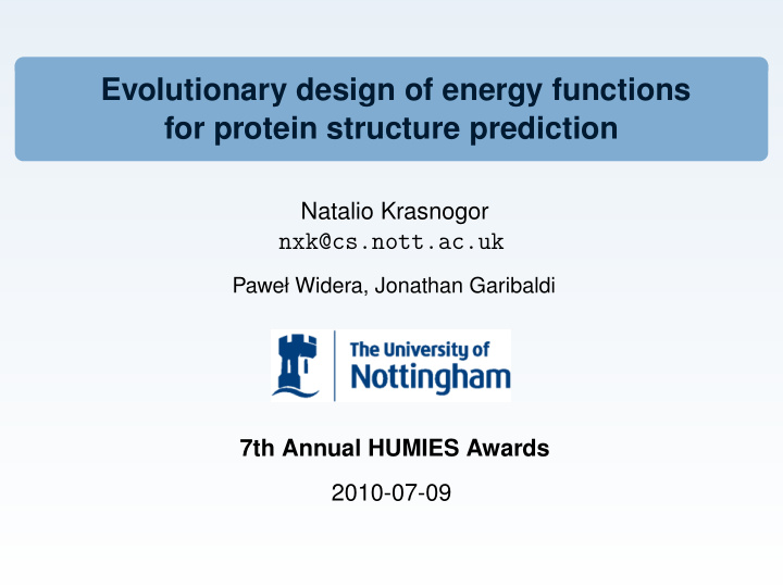 evolutionary design of energy functions for protein