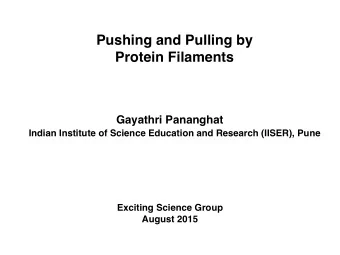 Pushing and Pulling by   Protein Filaments  Gayathri Pananghat  Indian Institute of Science
