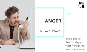 +  ANGER  James 1:1920  Interpersonal  Relationships -  what it means to  love one another