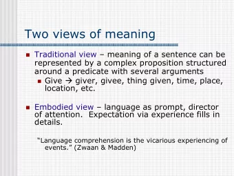 Two views of meaning  Traditional view  meaning of a sentence can be  represented by a
