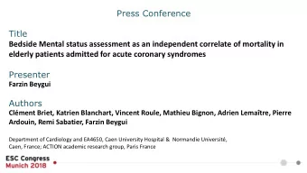Title  Bedside Mental status assessment as an independent correlate of mortality in elderly