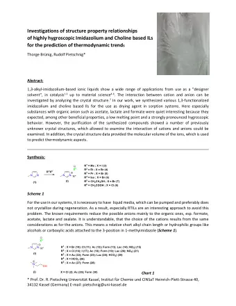 Investigations of structure property relationships  of highly hygroscopic Imidazolium and Choline