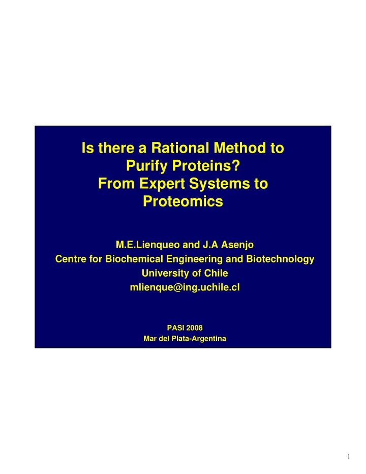 is there a rational method to purify proteins from expert