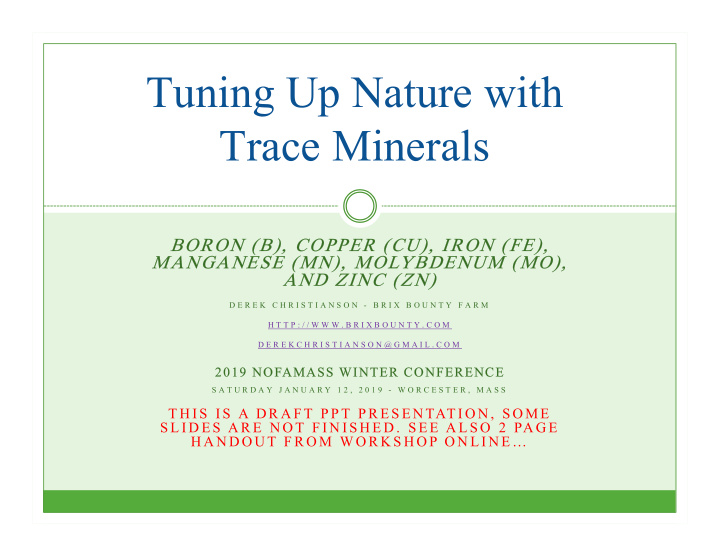 tuning up nature with trace minerals