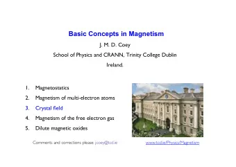 Basic Concepts in Magnetism  J. M. D. Coey  School of Physics and CRANN, Trinity College Dublin