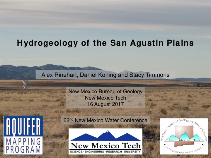 hydrogeology of the san agustin plains