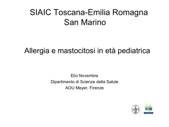 SIAIC Toscana-Emilia Romagna  San Marino  Allergia e mastocitosi in et pediatrica  Elio Novembre