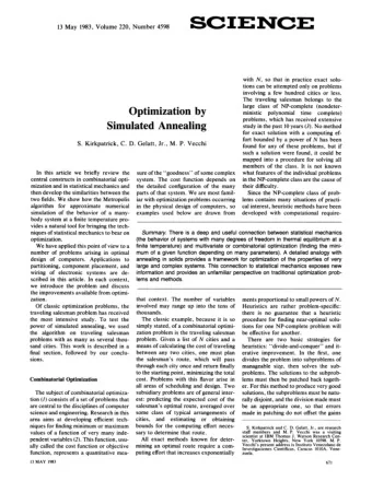 CIENCE 13 May 1983, Volume 220, Number 4598 with N, so that in practice exact solu- tions can be