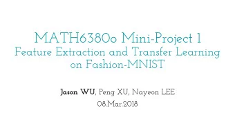 MATH6380o Mini-Project 1  Feature Extraction and Transfer Learning  on Fashion-MNIST Jason WU ,