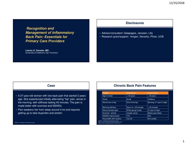 recognition and management of inflammatory