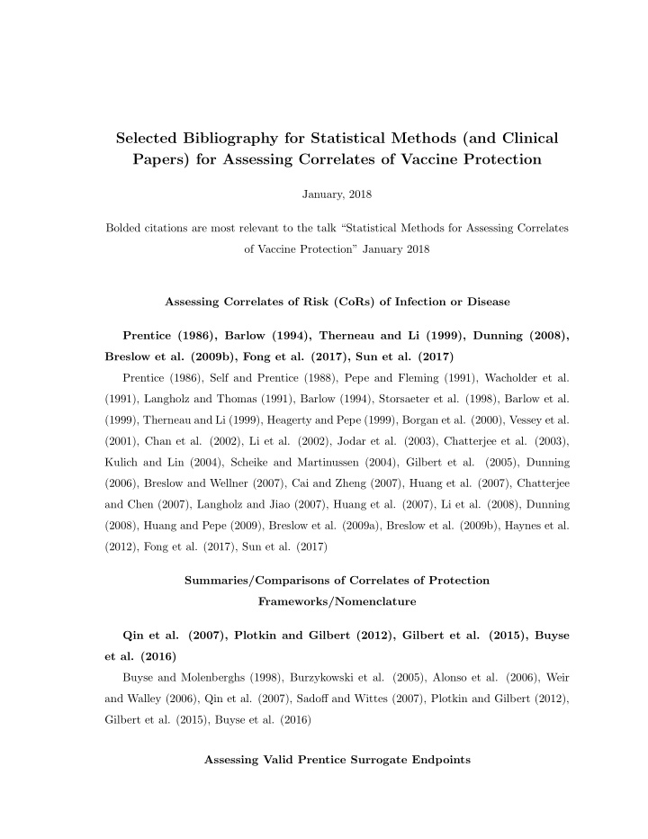selected bibliography for statistical methods and
