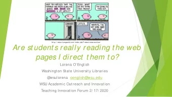 Are st udent s really reading t he web  pages I direct  t hem t o?  Lorena O English  Washingt