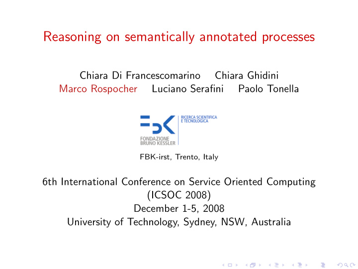 reasoning on semantically annotated processes