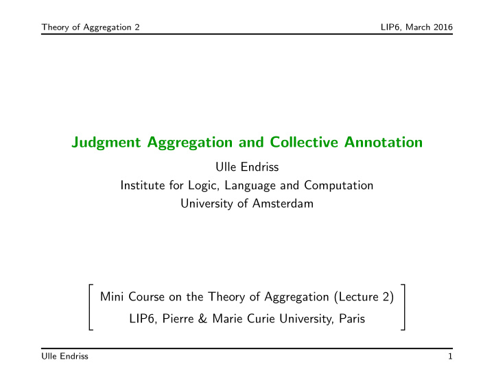 judgment aggregation and collective annotation