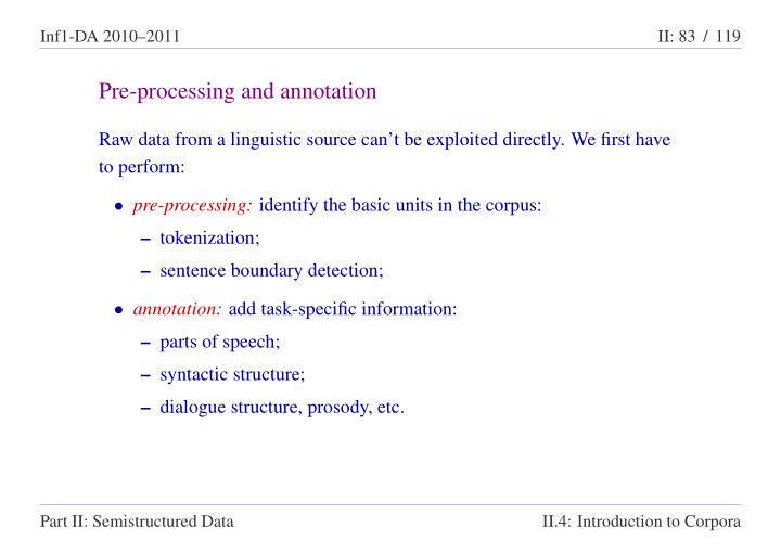 pre processing and annotation