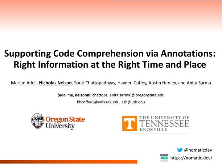 supporting code comprehension via annotations right