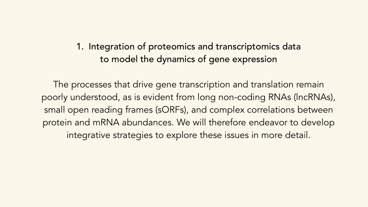 1 integration of proteomics and transcriptomics data to