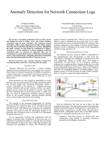 Anomaly Detection for Network Connection Logs  Swapneel Mehta  Prasanth Kothuri, Daniel Lanza