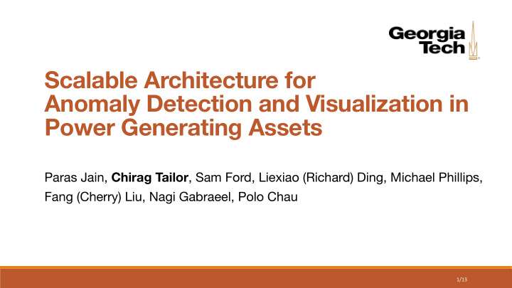 scalable architecture for anomaly detection and