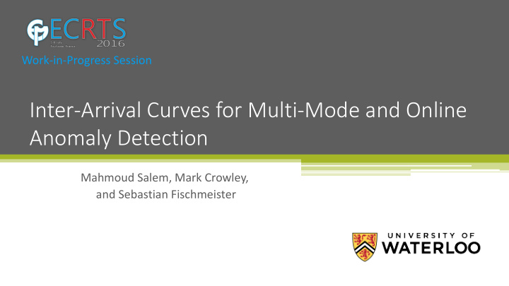 inter arrival curves for multi mode and online anomaly