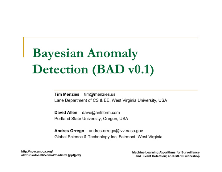 bayesian anomaly detection bad v0 1