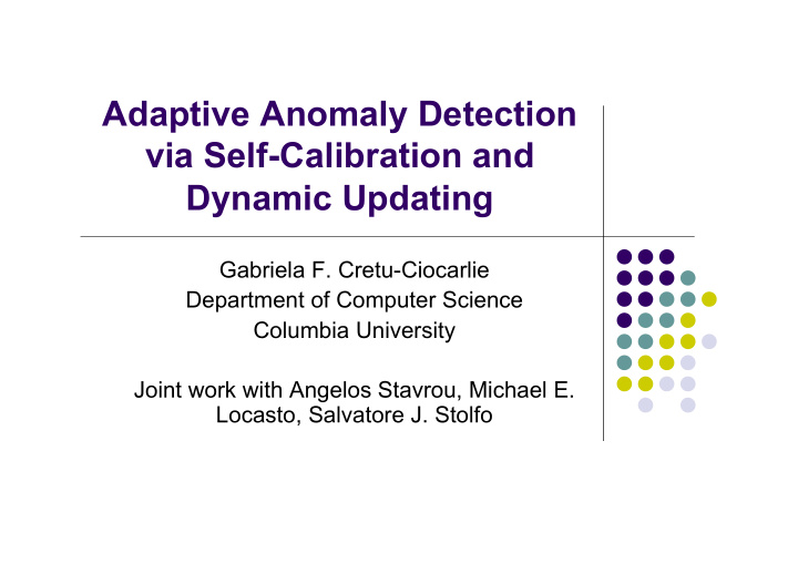adaptive anomaly detection via self calibration and