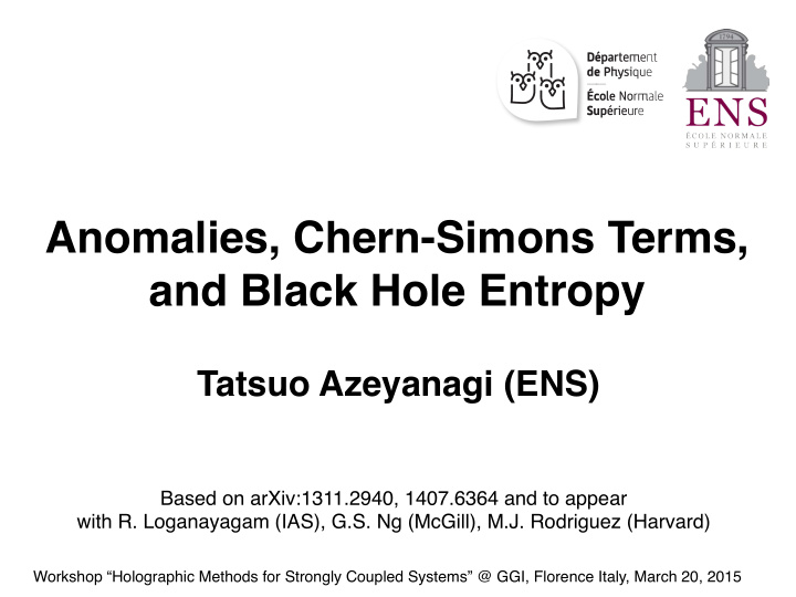 anomalies chern simons terms and black hole entropy