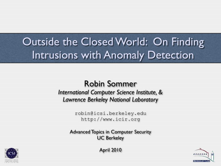 outside the closed world on finding intrusions with