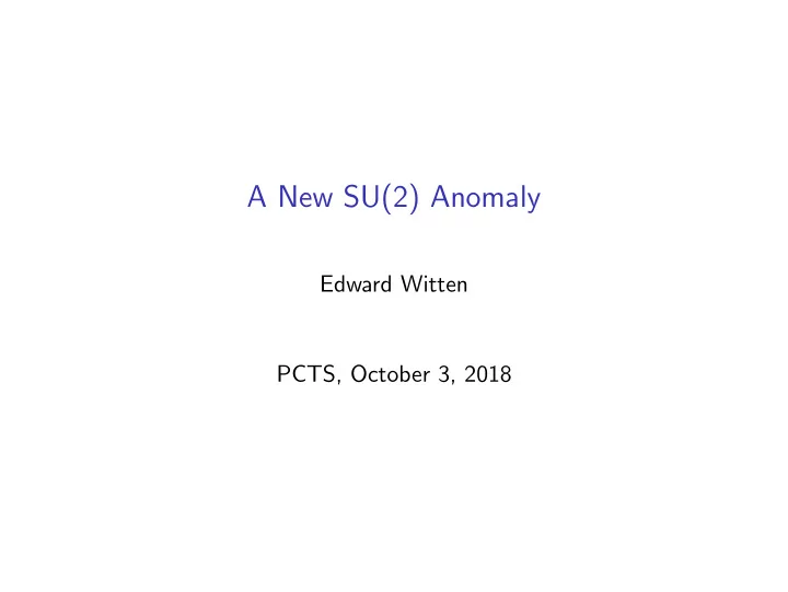a new su 2 anomaly