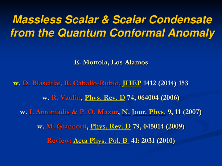 massless scalar scalar condensate from the quantum