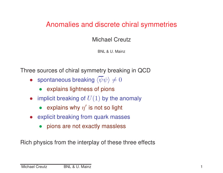 anomalies and discrete chiral symmetries