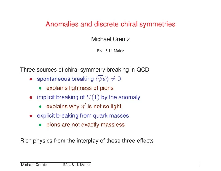 anomalies and discrete chiral symmetries