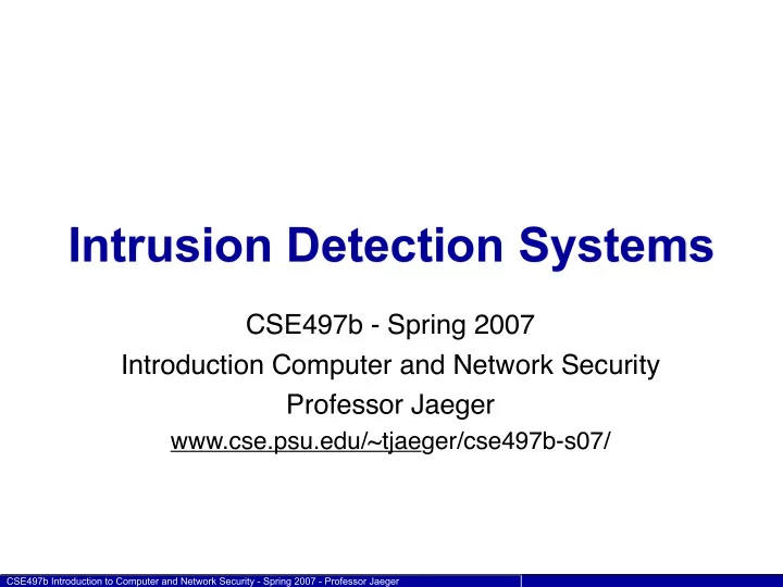 intrusion detection systems